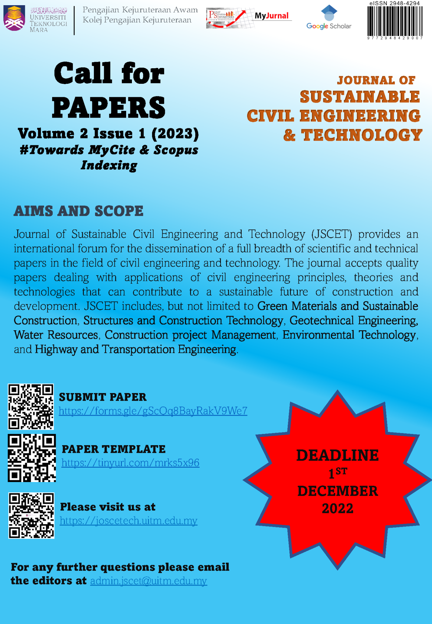 JOURNAL OF SUSTAINABLE CIVIL ENGINEERING & TECHNOLOGY – School of Civil ...